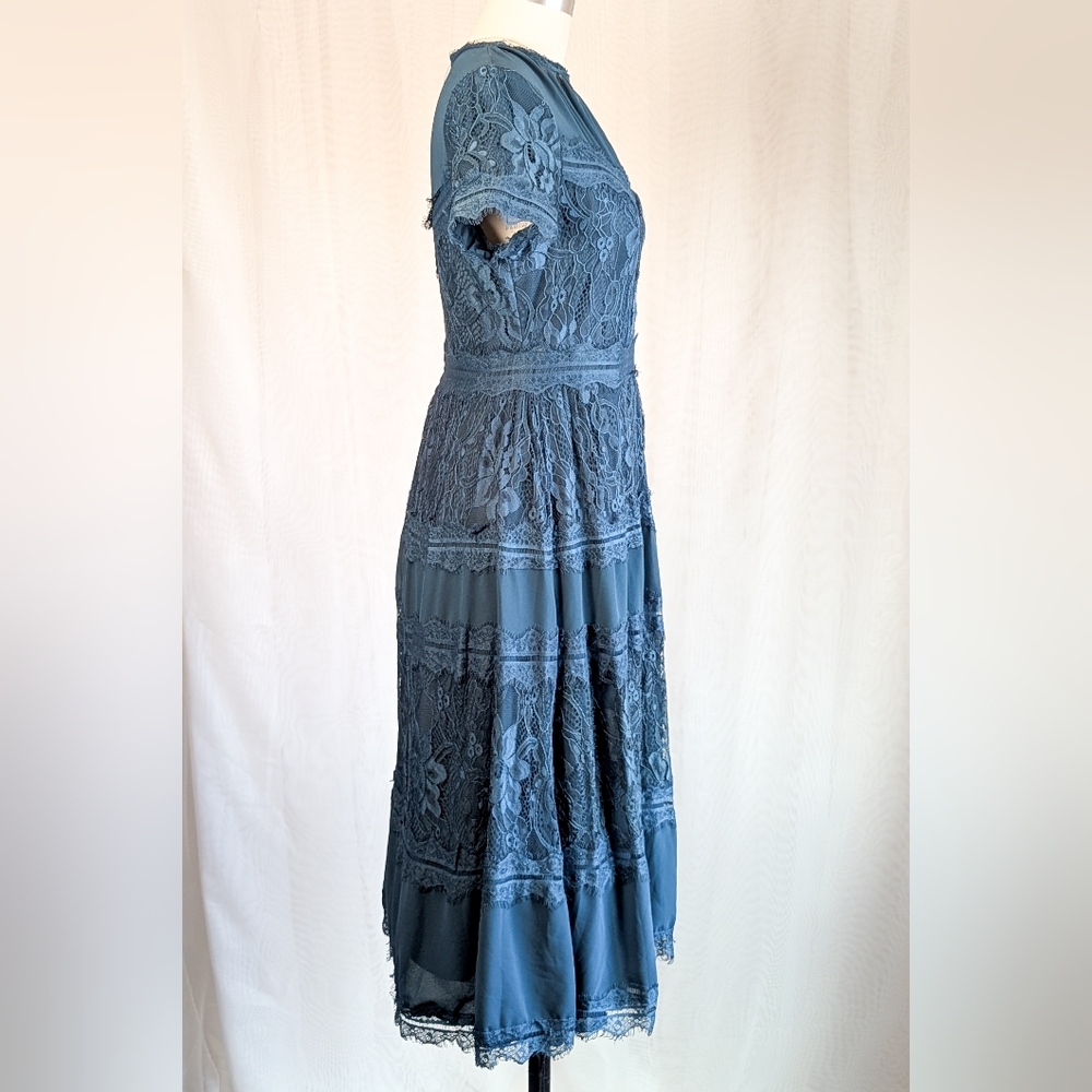 Bohme Teal Eyelash Lace Midi Dress - Picture 4 of 6